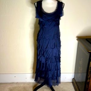 NWOT Meo Meli Silk Tiered Ruffle dress Italian brand sz 8/10